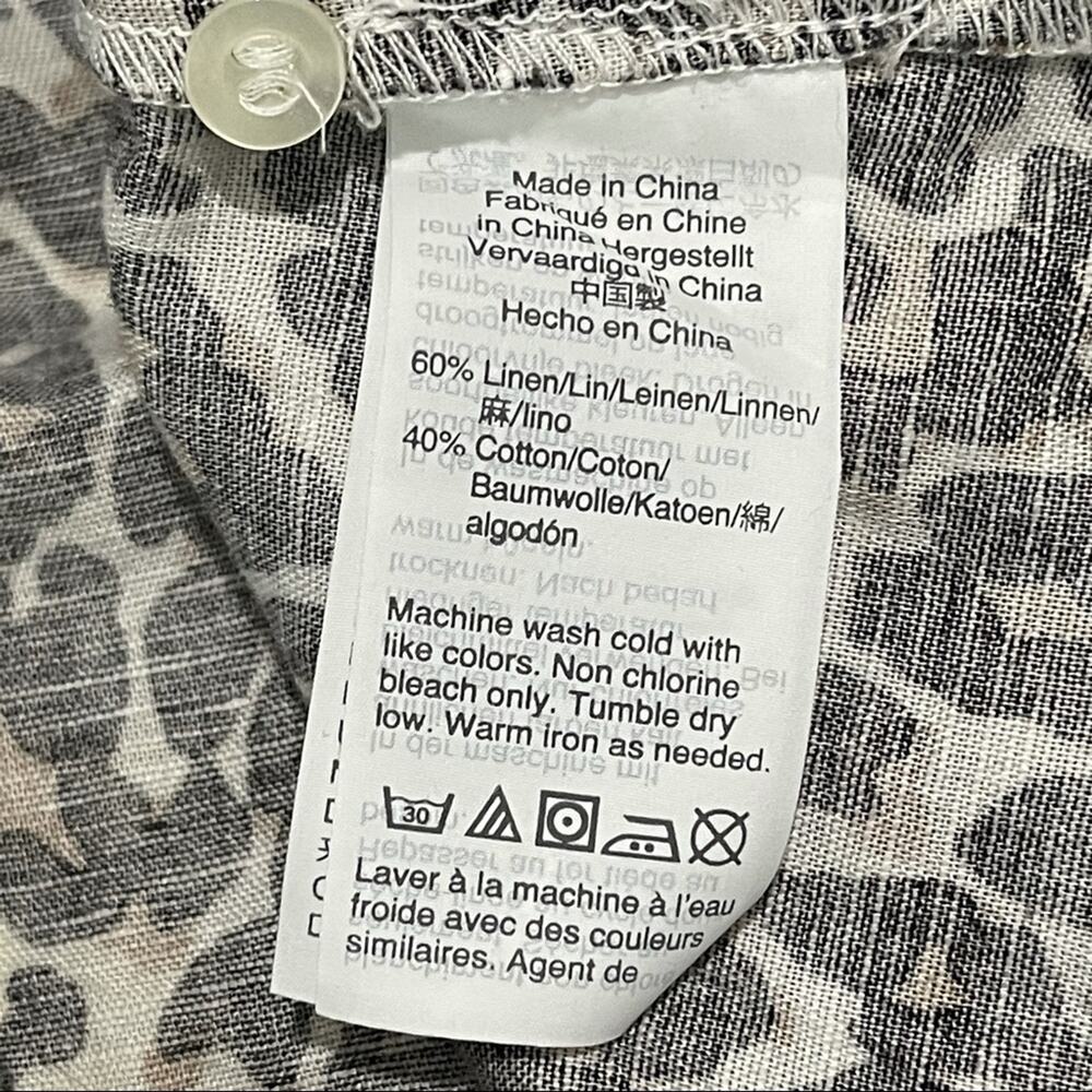 J. Crew Linen Blend Leopard Print Button Front To… - image 8